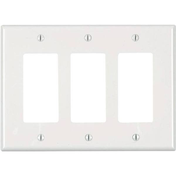 Leviton R52-Pj263-00w 3-Gang Decorator/Rocker Wall Plate (White)