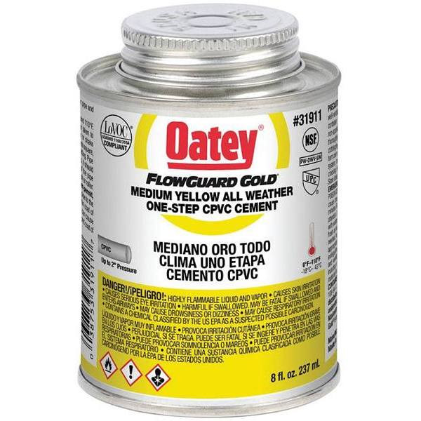 Oatey Flowguard Gold One-Step 8 Oz Medium Yellow All-Weather Cpvc Cement