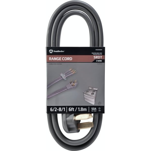 Southwire 6' 6/2-8/1 Flat Range Cord, Gray