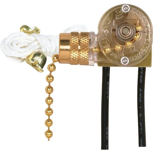 Satco 6 In. Brass Finish On-Off Canopy Chain With White Cord 245894