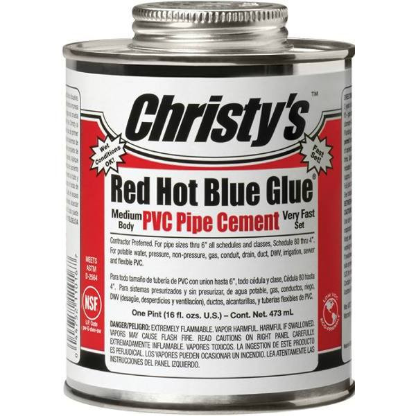 Christy's 16 Oz. PVC Red Hot Blue Glue Cement