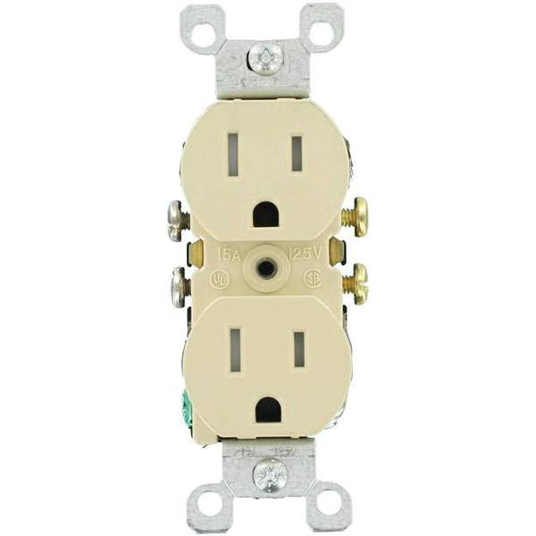 Leviton 15 Amp Tamper Resistant Duplex Outlet, Ivory,package Of 10