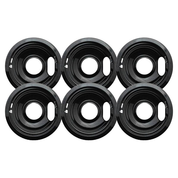 6" Black Porcelain Drip Bowl For Whirlpool, Package Of 6