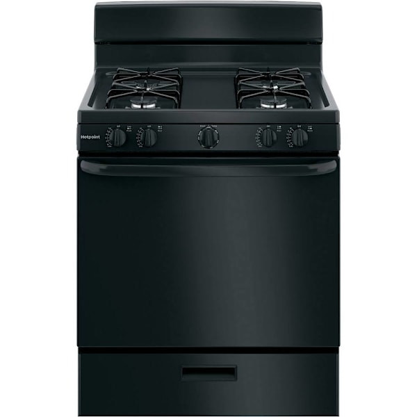 Hotpoint 30 In. 4.8 cu. ft. 4 Burner Gas Freestanding Range, Standard Clean, Black, ADA