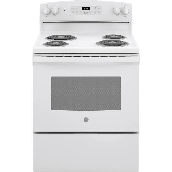 GE ENERGY STAR 30 In. 5.0 cu. ft. Coil Electric Freestanding Range, Self-Clean, White
