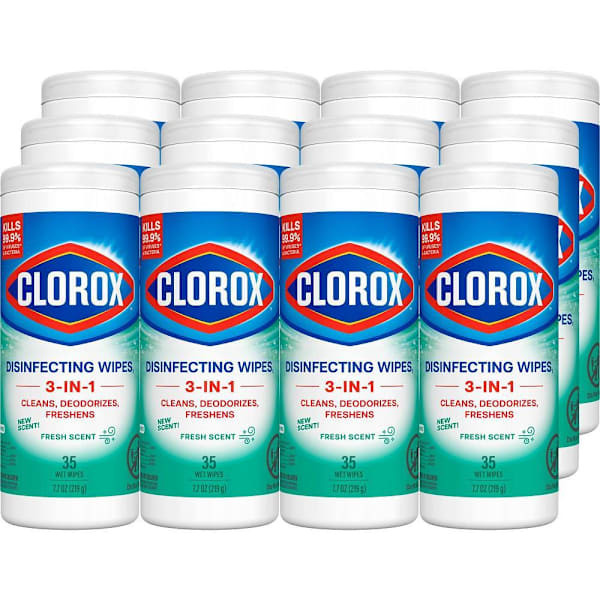 Clorox Disinfecting Wipes, Cloroxpro, Fresh Scent, 35 Count Canister, Case Of 12