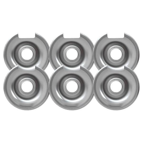 Universal 8" Chrome Drip Pan, Package Of 6