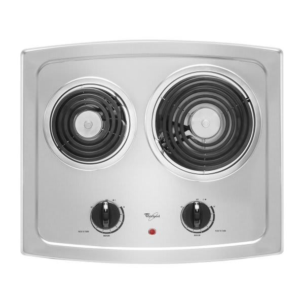 Whirlpool 21 Inch Stainless Steel Smooth Coil Electric Cooktop With 2 Elements