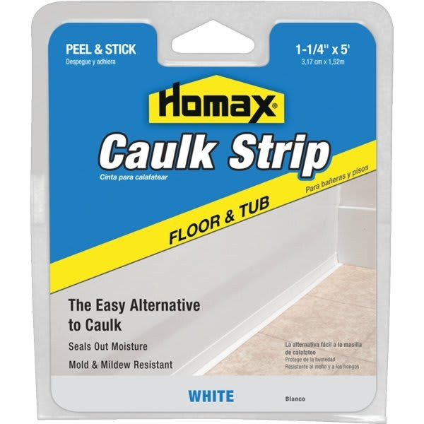 Homax 1-1/4" X 5' Tub And Floor Caulk Strip, White