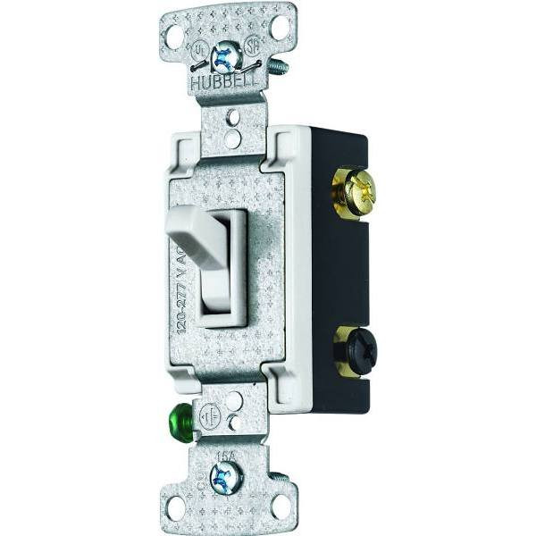 Hubbell 15 Amp 120-Volt 4-Way Self Grounding Toggle Switch, White