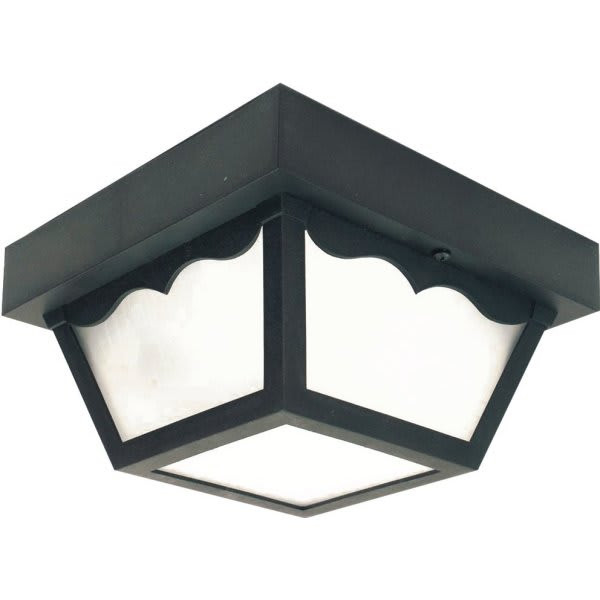 Black Square Outdoor Ceiling Fixture, 8.25", 1-Light