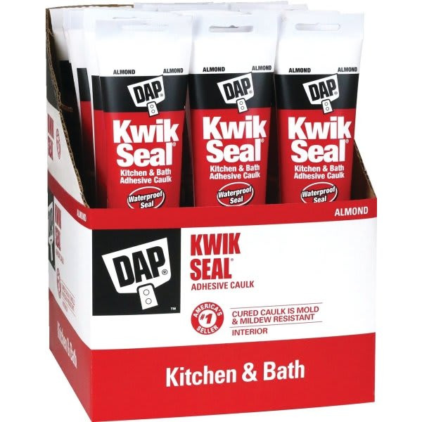 DAP 5.5 Oz Kwik Seal Kitchen And Bath Caulk, Almond, Case Of 12 108702