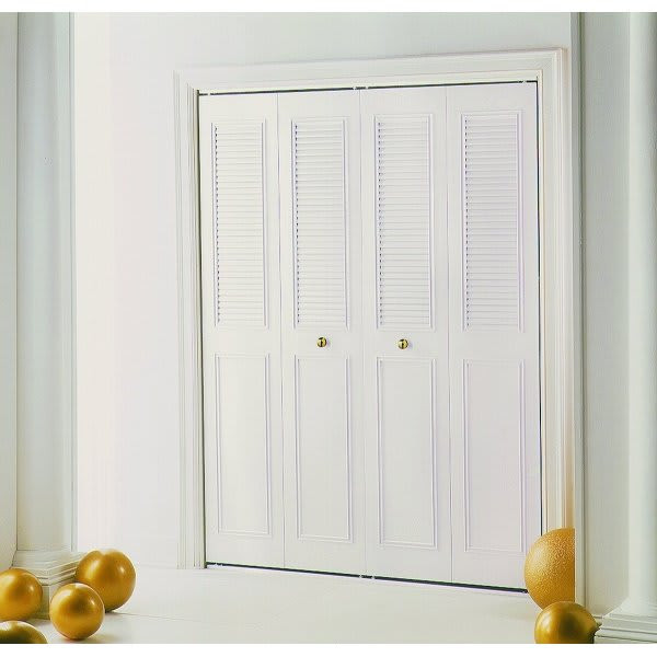 Dunbarton The Classic Metal Bi-Fold Door, Ivory, 4 Panel, 48x80 In.