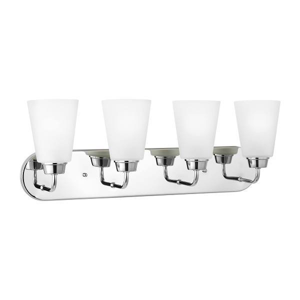 Generation Lighting Kerrville 4-Light Chrome Vanity Light With Satin Etched
