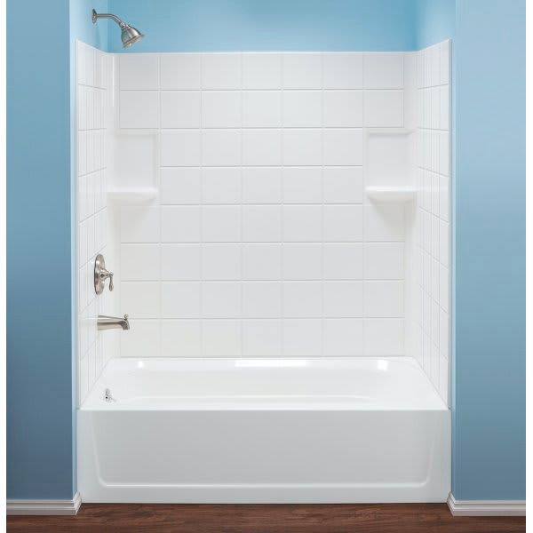 El Mustee Topaz 30"x 60" Direct To Stud Tub Surround In White, Package Of 3