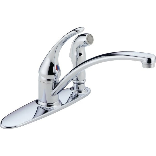 Delta Foundations Single-Handle Standard Kitchen Faucet With Side Sprayer Chrome