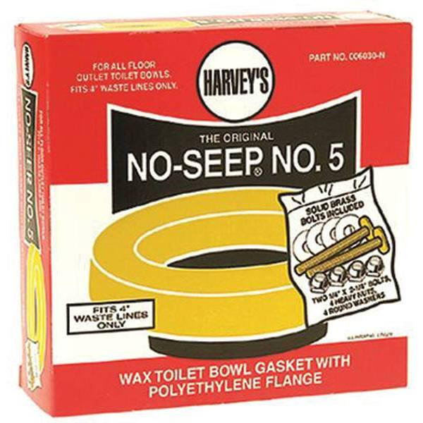 Harvey No Seep Number 5 Toilet Bowl Wax Ring Gasket With Flange And Bolts