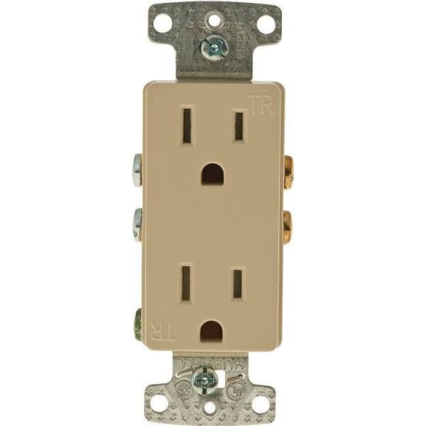 Hubbell 15 Amp Self-Grounding Tamper Proof Decorator Receptacle Ivory