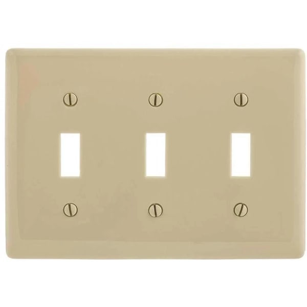 Hubbell 3-Gang Ivory Medium Size Toggle Wall Plate