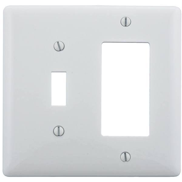 Hubbell Wiring 2-Gang White Toggle And Decorator Wall Plate 264942