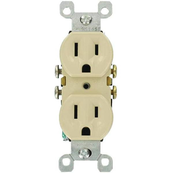 Leviton 15 Amp Residential Grade Grounding Duplex Outlet Ivory Package Of 10