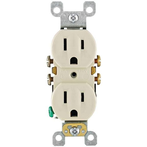 Leviton 15 Amp Residential Grade Grounding Duplex Outlet With Light Almond