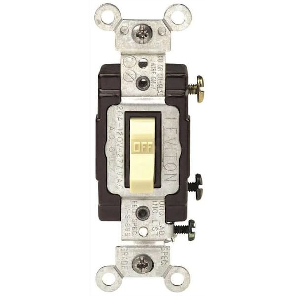 Leviton 20 Amp Commercial Grade Single-Pole Toggle Switch Ivory