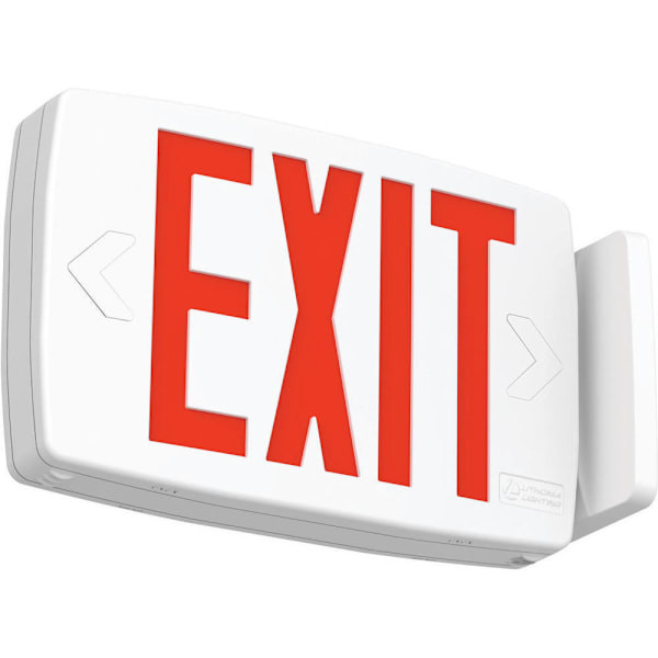 Lithonia Lighting Quantum LED Exit Sign, White Housing, Selectable Red/green 389216