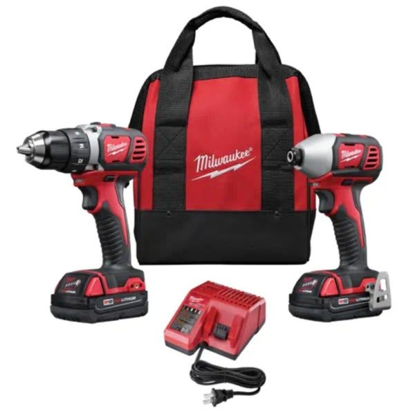 Milwaukee M18 Lthium-Ion Crdls Drill/drivr 2-Piece Kit Two 1.5ah Chgr Tool Bag