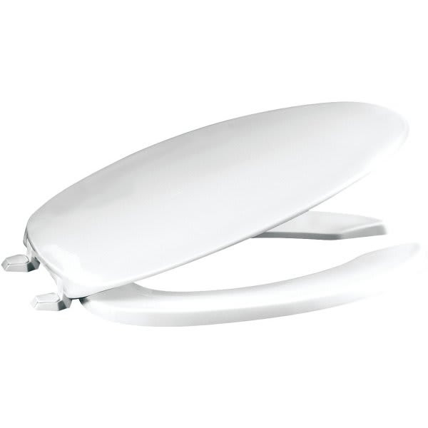 Premier Elongated Open Front Plastic Toilet Seat With Lid In White 241830