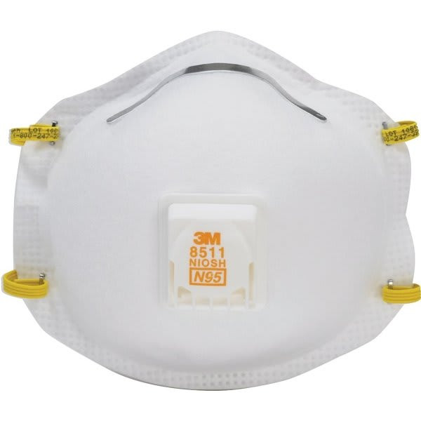 3m 8511 N95 Sanding And Fiberglass Valved Respirator, Package Of 10