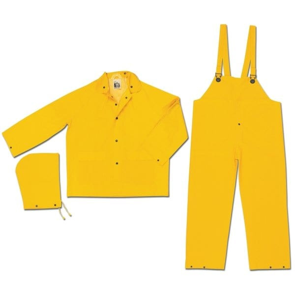 Radnor 4x Yellow .32mm Polyester And PVC 3-Piece Rain Suit