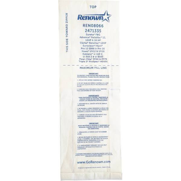 Renown Vacuum Bag For Eureka F&g. 3-Bags/pack Equivalent To 52320a Case Of 36