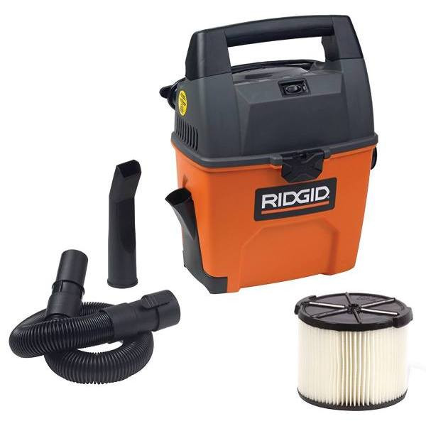 Ridgid 3 Gal 3.5 Peak HP Wet/dry Vacuum, Dust Pan, Expandable Hose, Car Nozzle
