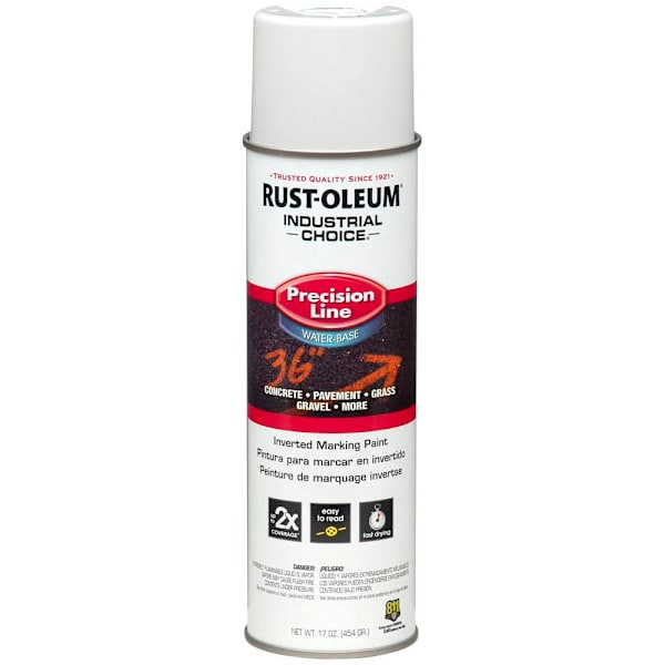 Rust-Oleum Precision Line Inverted Marking Paint , White , Water-Base , 17 Oz