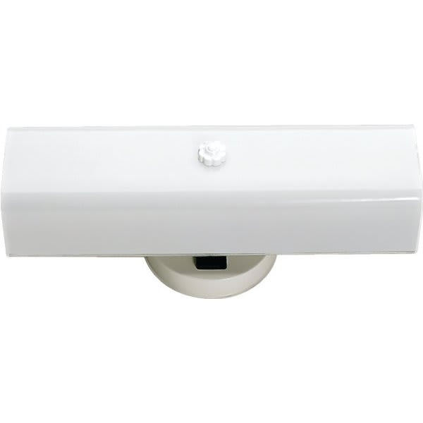 Satco Nuvo White 2-Light 14" Vanity Fixture, White U-Channel Glass With Outlet