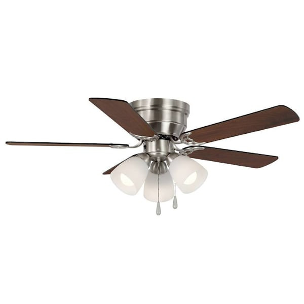 Seasons Quick Install Pantona 42" Brushed Nickel LED Ceiling Fan, Oak 5-Blade