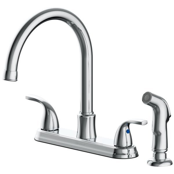 Seasons Raleigh Double-Handle High-Arc Kitchen Faucet With Side Sprayer, Chrome
