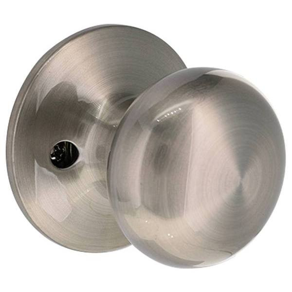 Shield Security Ball Dummy Door Knob In Satin Nickel