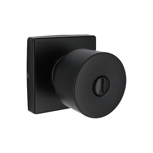 Shield Security Round Square Rose Turn Button Privacy Door Knob In Matte Black