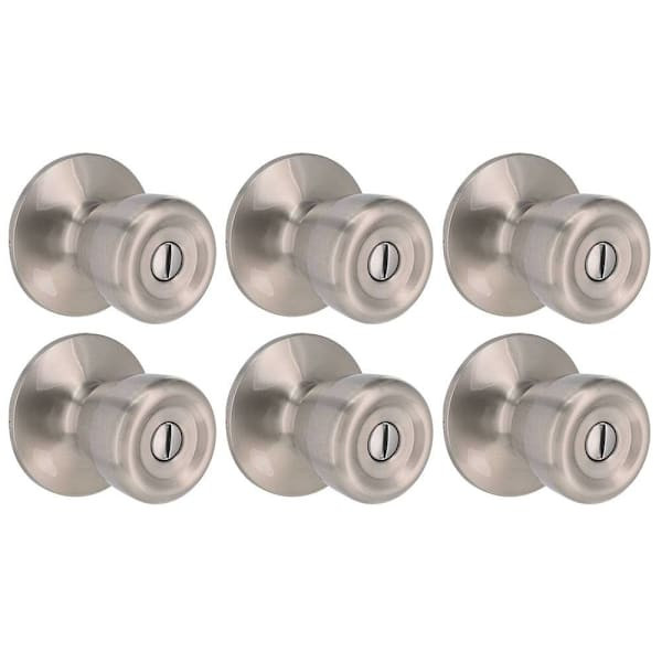 Shield Security Tulip Turn Button Privacy Door Knob In Satin Nickel Package Of 6