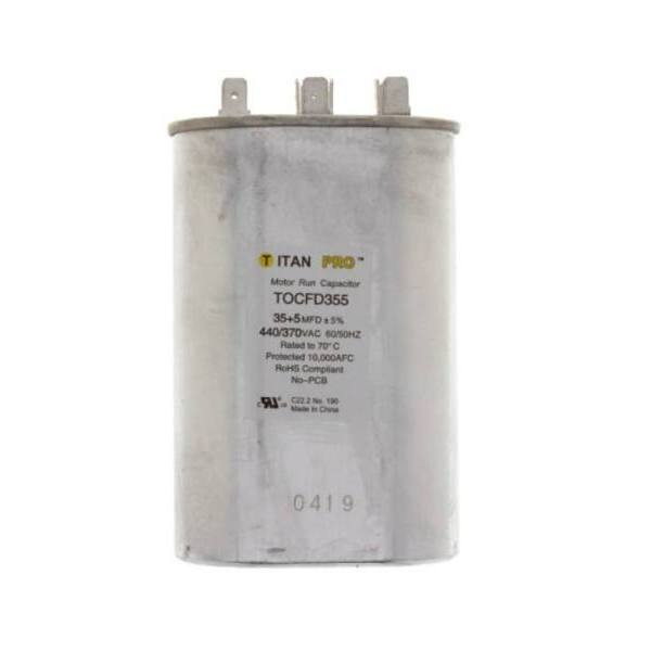 Titan Run Capacitor 35+5 MFD 440/370-Volt Oval 331025