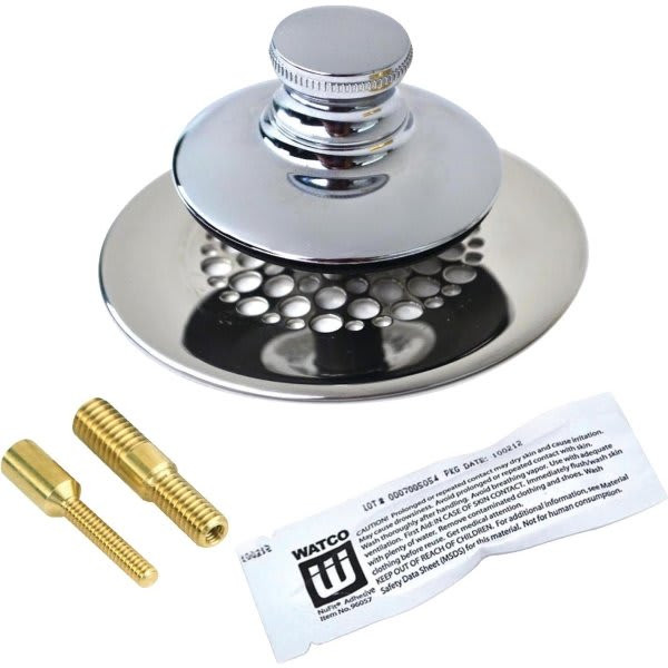 Watco Nufit Bathtub Drain Stopper Push-Pull Grid Strainer Universal Fit Cp Pin
