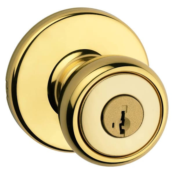 Kwikset Tylo Polished Brass Keyed Entry Door Knob With Smartkey Security