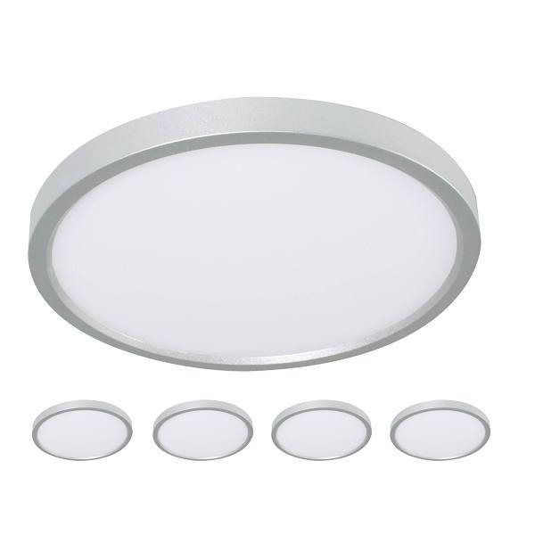 Seasons Edge 6" Round LED Flush-Mount Ceiling Light Fixture, Satin Nickel, 27/30/35/40/50k, Pkg Of 4