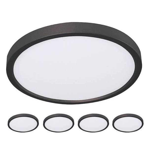 Seasons Edge 8 In. Round LED Flush Mount Black, 27/30/35/40/50k Pkg Of 4