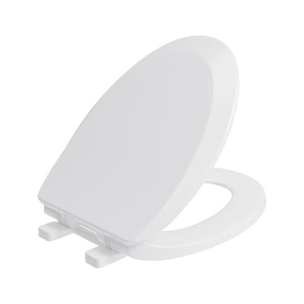 Seasons Elongated Closed-Front, Slow-Close, Quick-Release Plastic Toilet Seat, White, Pkg Of 6