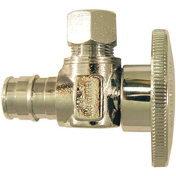Apollo 1/2", Chrome-Plated, Brass, PEX-A Expansion Barb X 3/8", Compression Quarter-Turn Angle Stop Valve