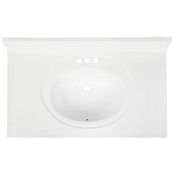 Modular Vanity Tops 31 X 19" Solid White Cultured Marble Vanity Top And Bowl