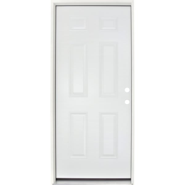36x80" 6-Panel Steel Prehung Left Hand Door
